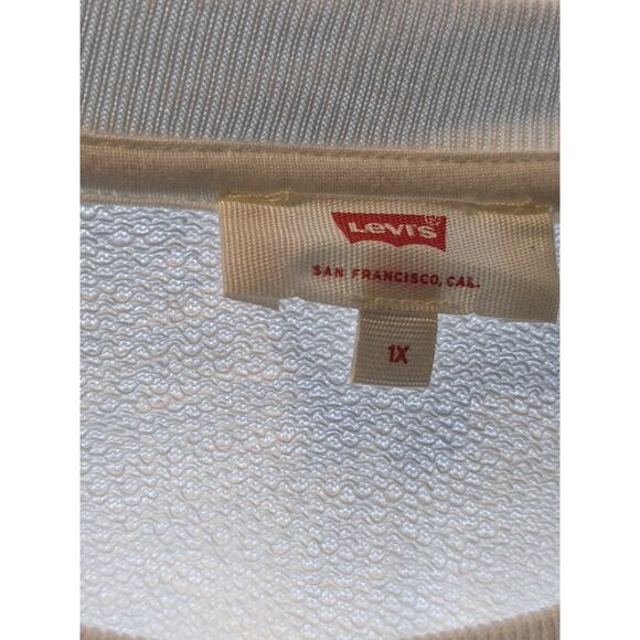 Levi's Crewneck Sweatshirt Trendy Plus Size Metallic Logo Serif White 1X  Cozy - Picture 5 of 9